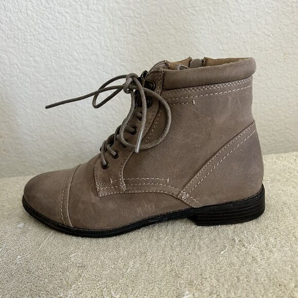 White Mountain Womens Size 7.5M Suede Ankle Boots Trenton Brown Lace Up W/Zipper - Picture 4 of 10